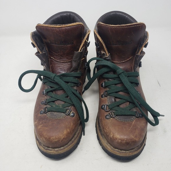 Vintage Scarpa LL Bean Brown Leather Norwegian Welt Hiking Boots Mens 8 Vibram main image 5